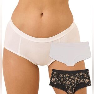 Pact Women's Cotton Panties - White and Black Floral - S